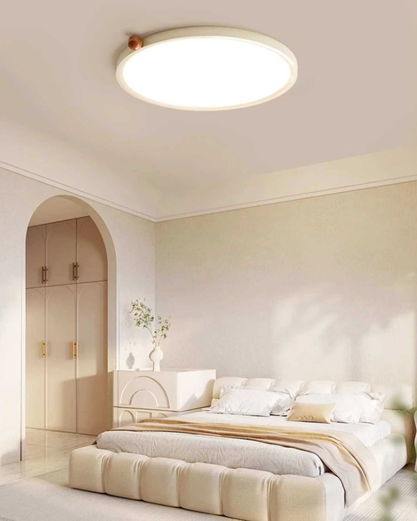 WOMO Beige Flat Round Flush Mount Ceiling Light-WM1162 - Image 3