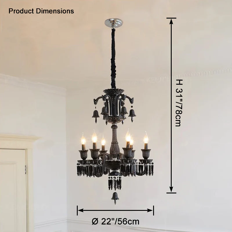 WOMO Victorian Black Candlestic Crystal Chandelier-WM2373 - Image 12