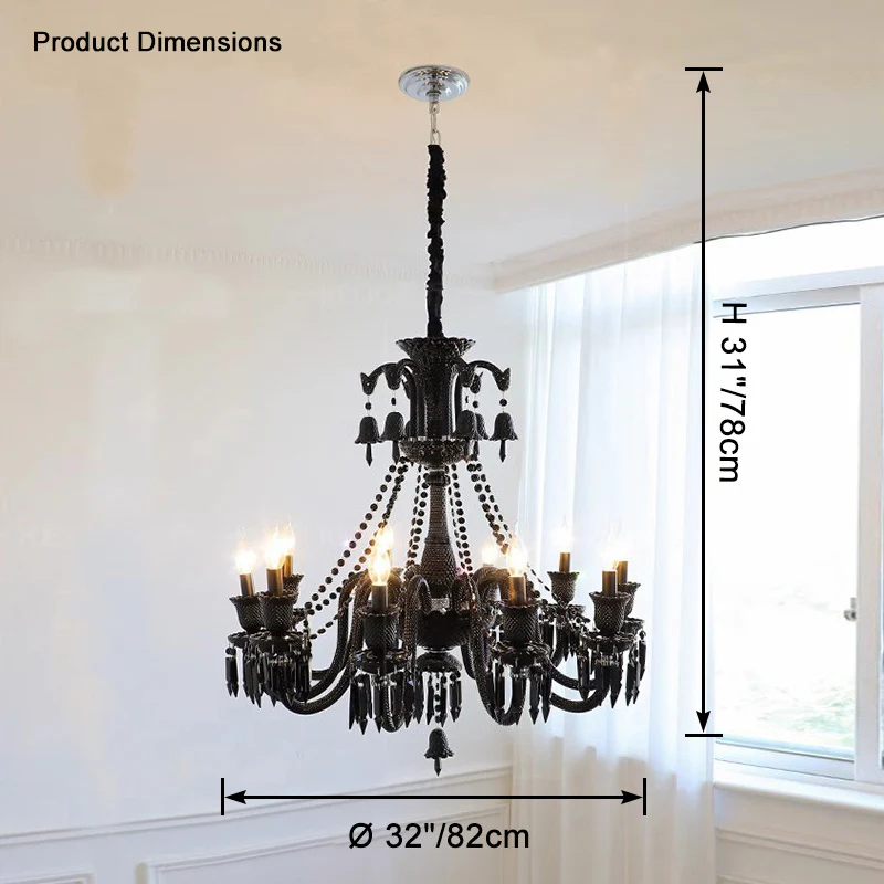 WOMO Victorian Black Candlestic Crystal Chandelier-WM2373 - Image 14