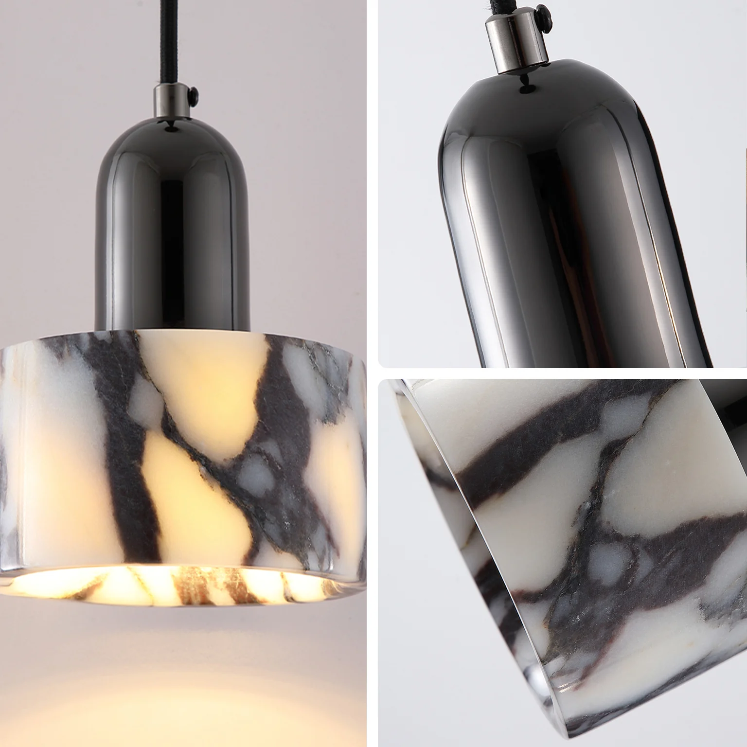 WOMO Black Dome Stone Pendant Light-WM3001 - Image 8