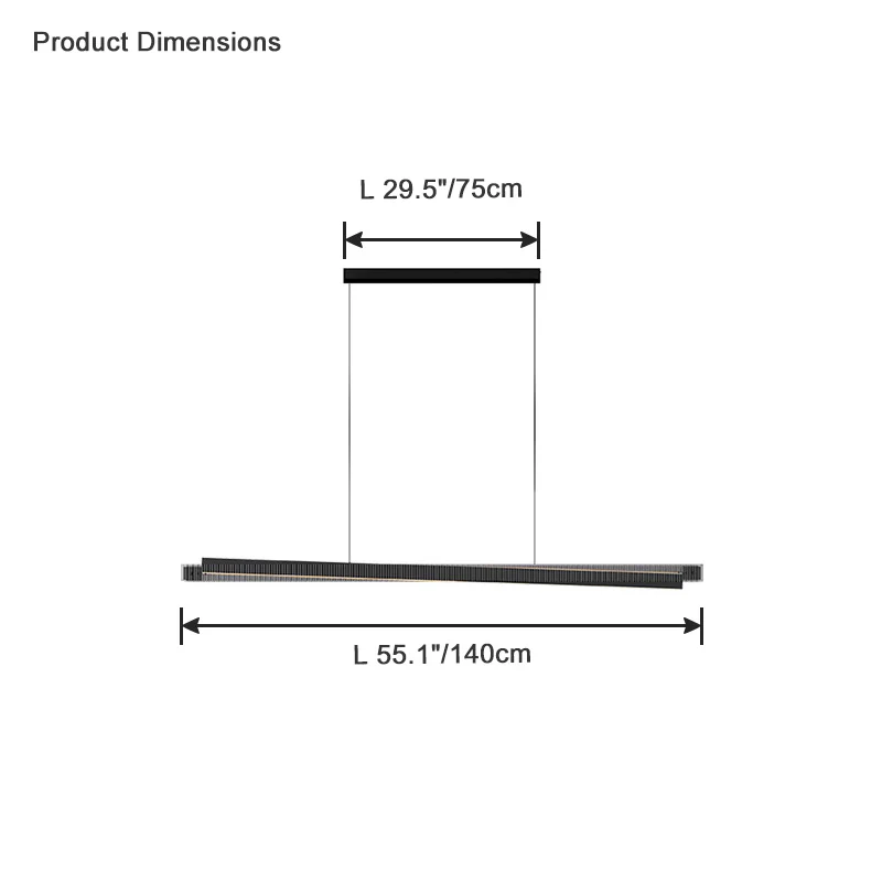WOMO Black Fluted Glass Linear Pendant Light-WM2310 - Image 15