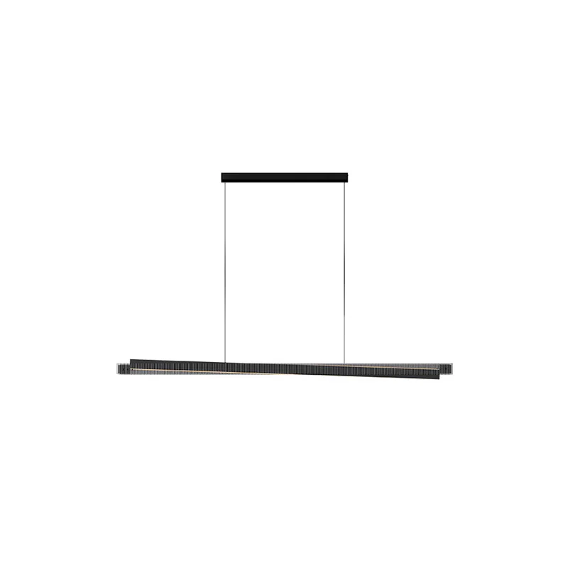 WOMO Black Fluted Glass Linear Pendant Light-WM2310 - Image 16