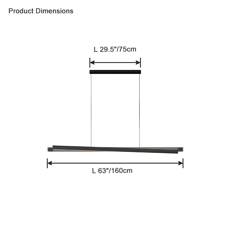 WOMO Black Fluted Glass Linear Pendant Light-WM2310 - Image 17