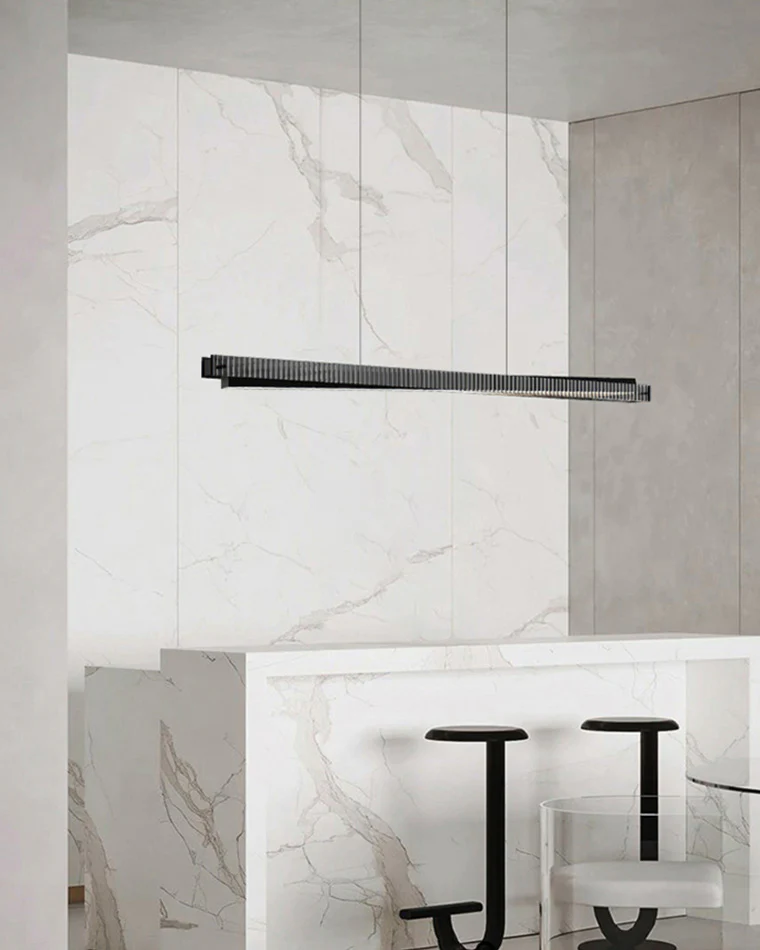 WOMO Black Fluted Glass Linear Pendant Light-WM2310 - Image 2