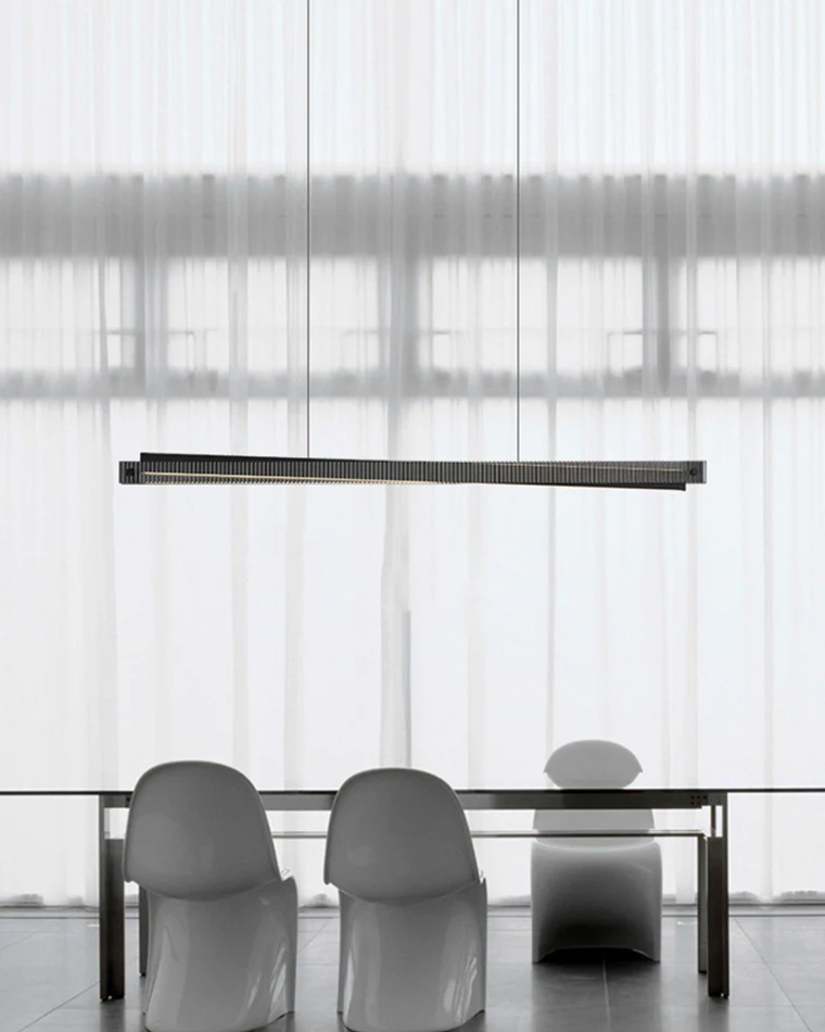 WOMO Black Fluted Glass Linear Pendant Light-WM2310 - Image 3
