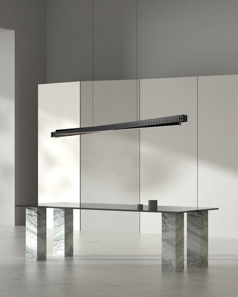 WOMO Black Fluted Glass Linear Pendant Light-WM2310 - Image 5