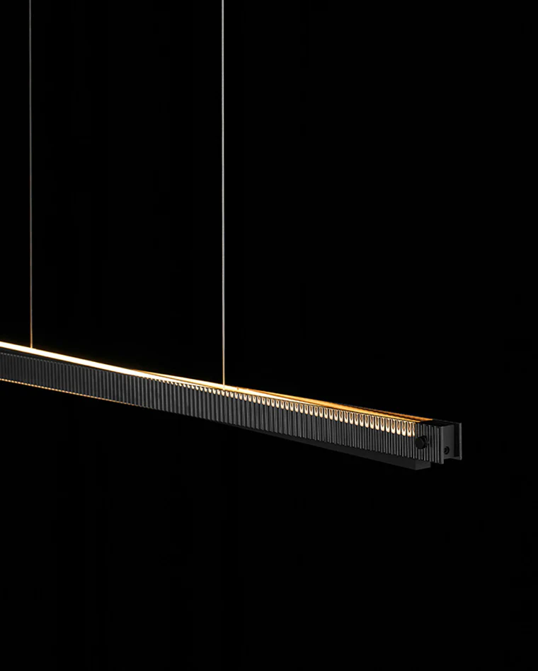WOMO Black Fluted Glass Linear Pendant Light-WM2310 - Image 7