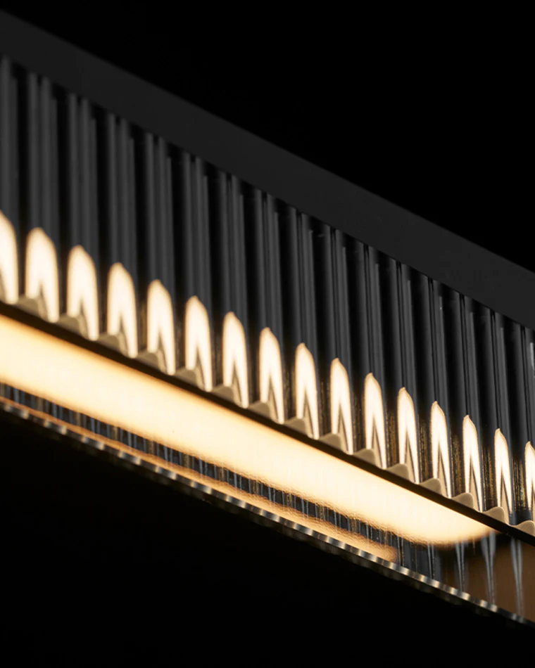 WOMO Black Fluted Glass Linear Pendant Light-WM2310 - Image 9