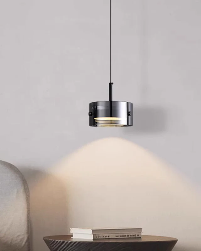 WOMO Black Glass Drum Pendant Light-WM2592 - Image 2
