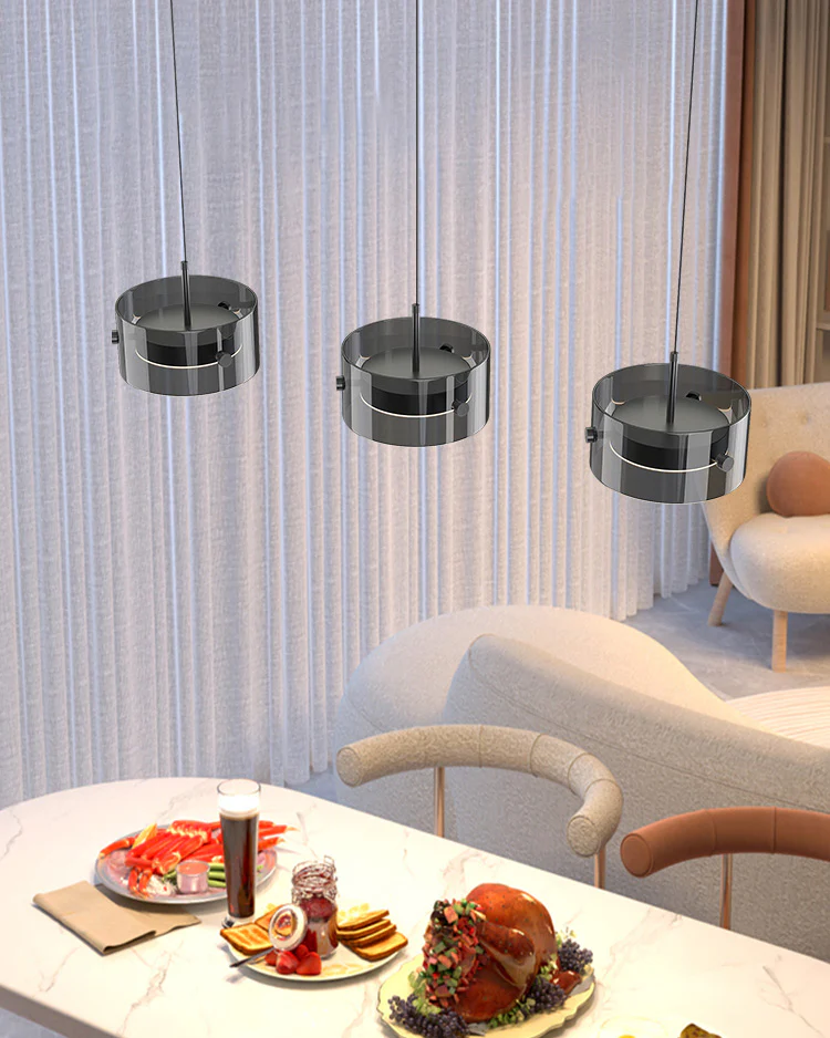 WOMO Black Glass Drum Pendant Light-WM2592 - Image 7
