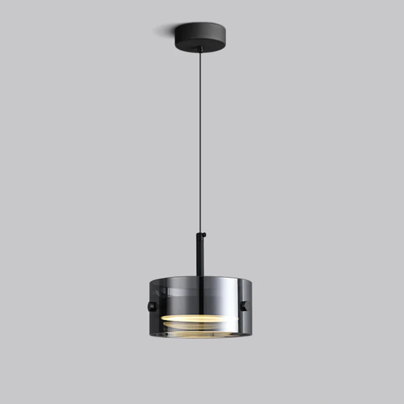 WOMO Black Glass Drum Pendant Light-WM2592 - Image 8