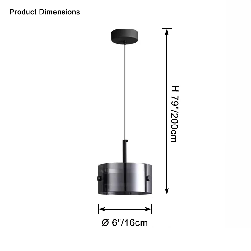 WOMO Black Glass Drum Pendant Light-WM2592 - Image 9