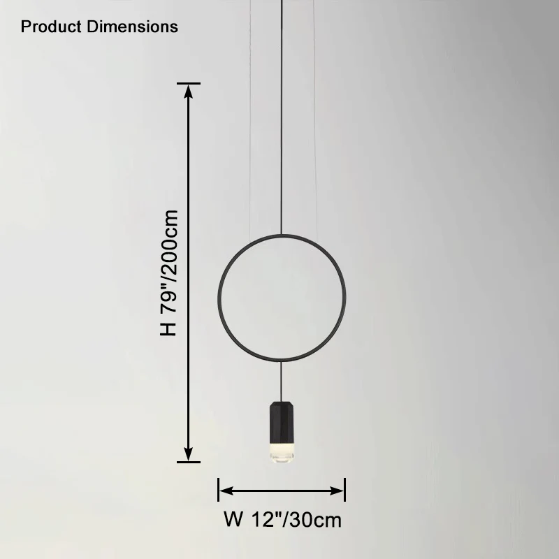 WOMO Black Ring Pendant Light-WM2608 - Image 12