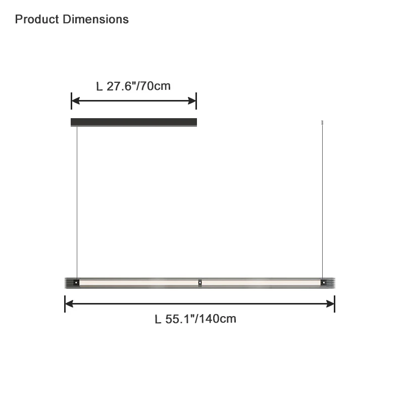 WOMO Black Ribbed Glass Linear Pendant Light-WM2308 - Image 14