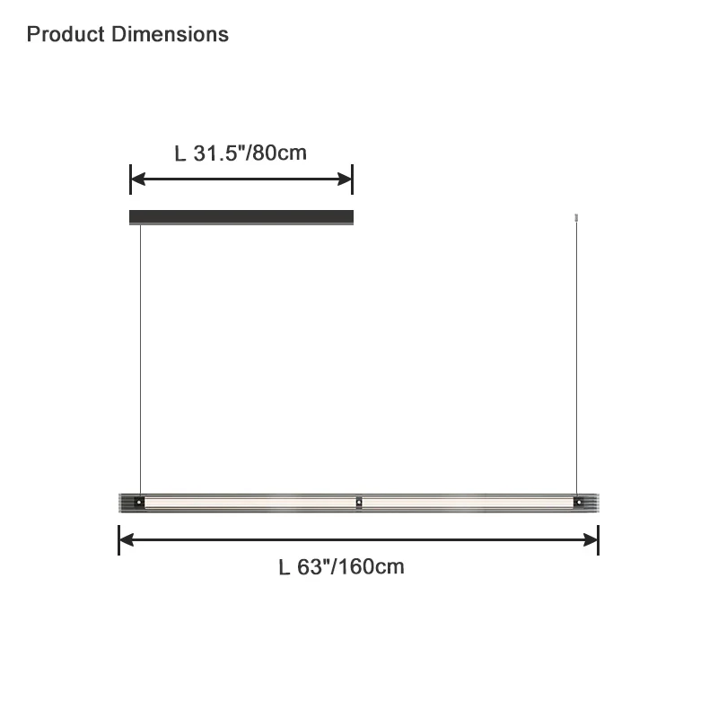 WOMO Black Ribbed Glass Linear Pendant Light-WM2308 - Image 16