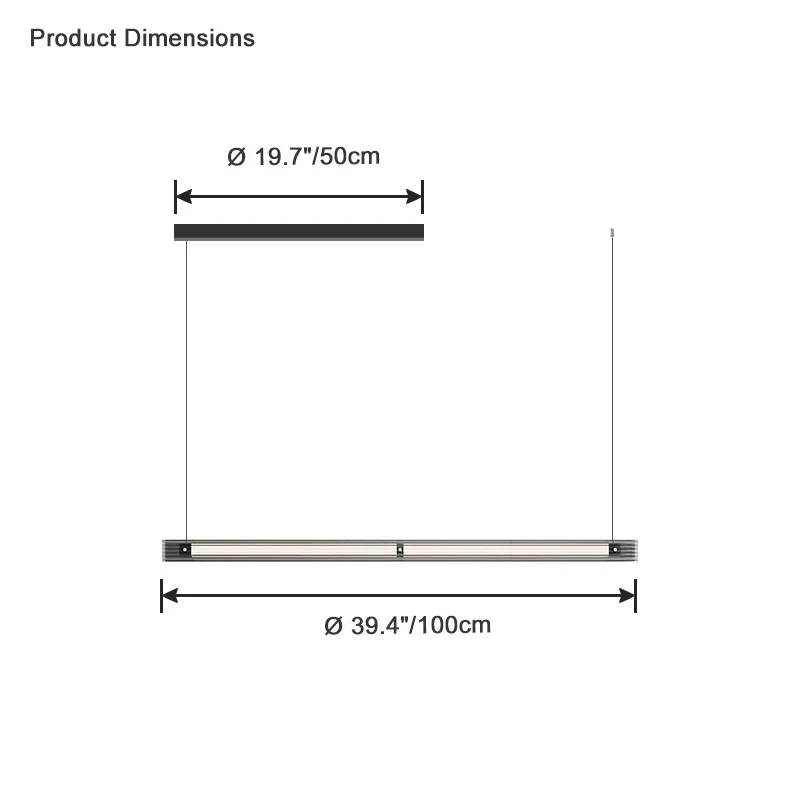 WOMO Black Ribbed Glass Linear Pendant Light-WM2308 - Image 18