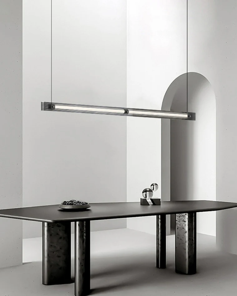 WOMO Black Ribbed Glass Linear Pendant Light-WM2308 - Image 2