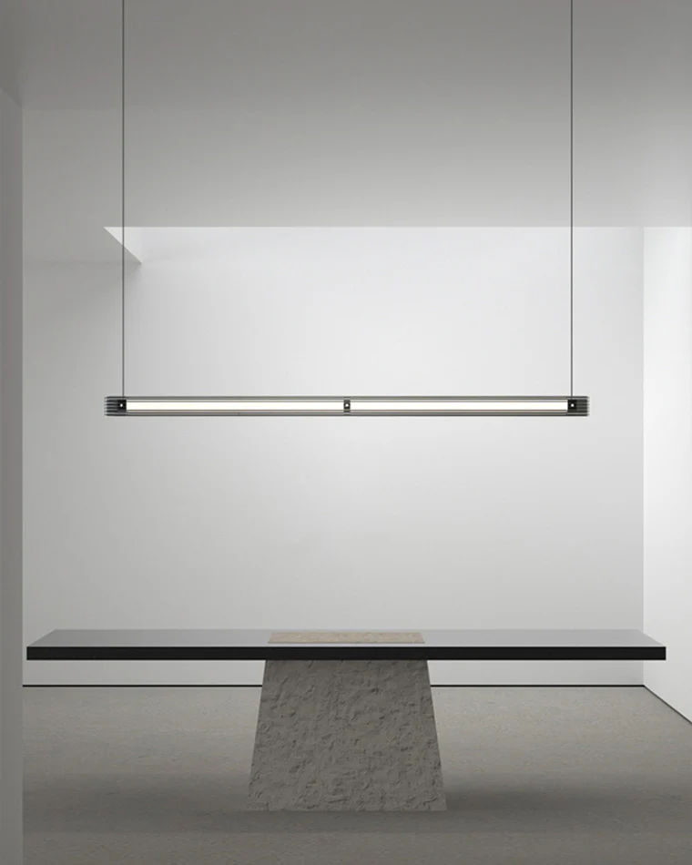 WOMO Black Ribbed Glass Linear Pendant Light-WM2308 - Image 3