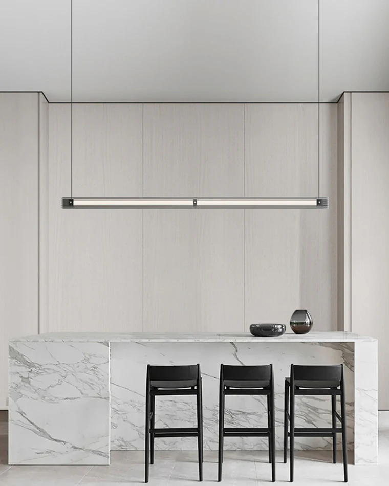 WOMO Black Ribbed Glass Linear Pendant Light-WM2308 - Image 5