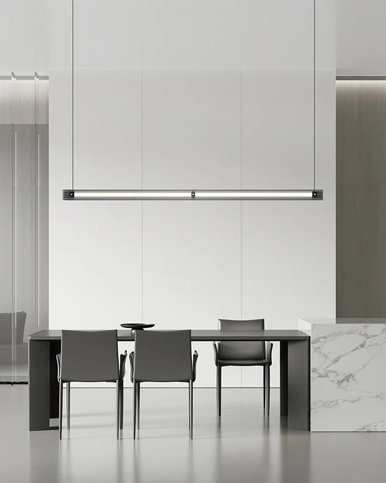 WOMO Black Ribbed Glass Linear Pendant Light-WM2308 - Image 6