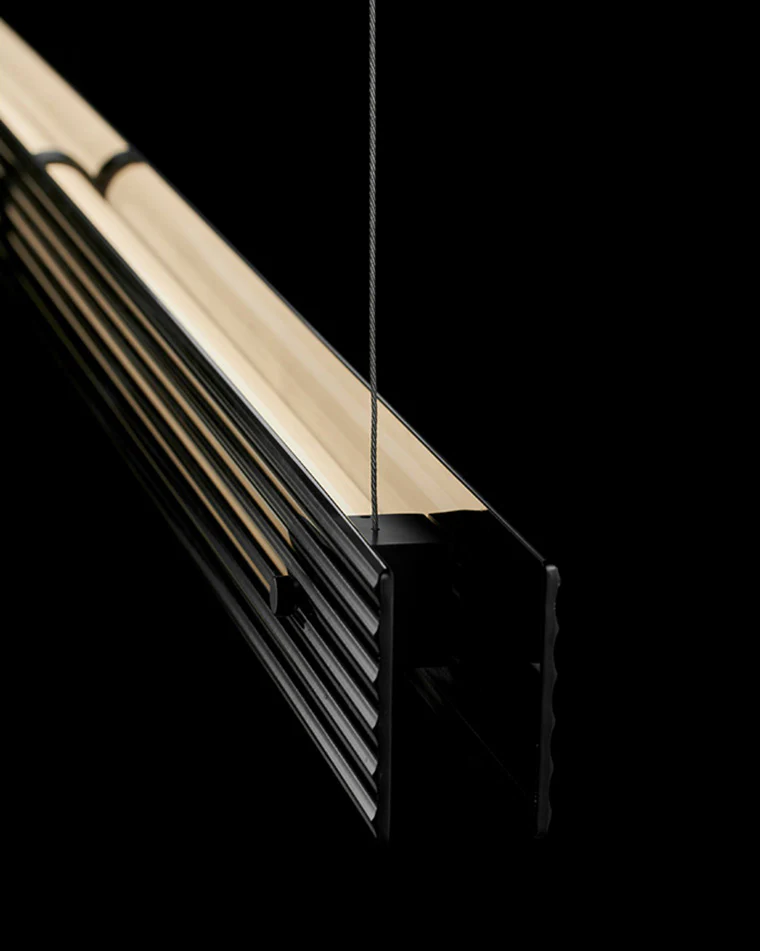 WOMO Black Ribbed Glass Linear Pendant Light-WM2308 - Image 8