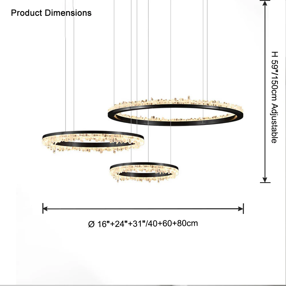 WOMO Black Ring Crystal Chandelier-WM2716 - Image 19