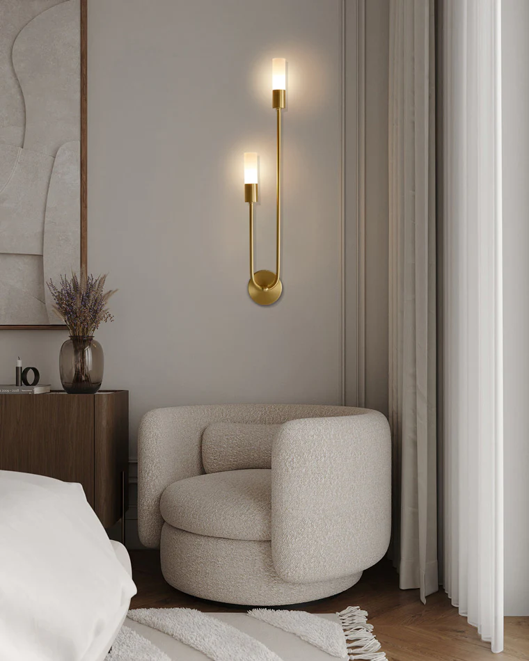 WOMO Black and Brass Modern Candelabra Wall Sconce-WM6096 - Image 4