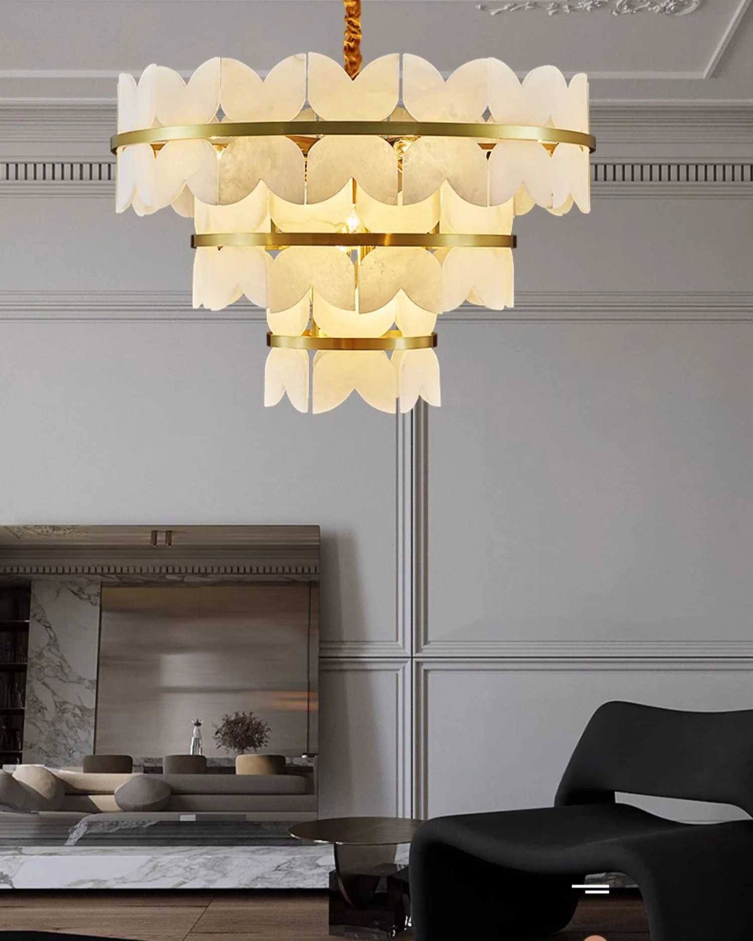 WOMO Butterfly Tiered Alabaster Chandelier-WM2851 - Image 4