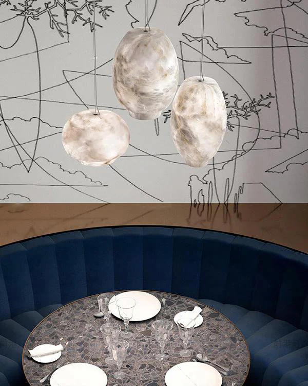 WOMO Camille Alabaster Pendant Light-WM2894 - Image 2
