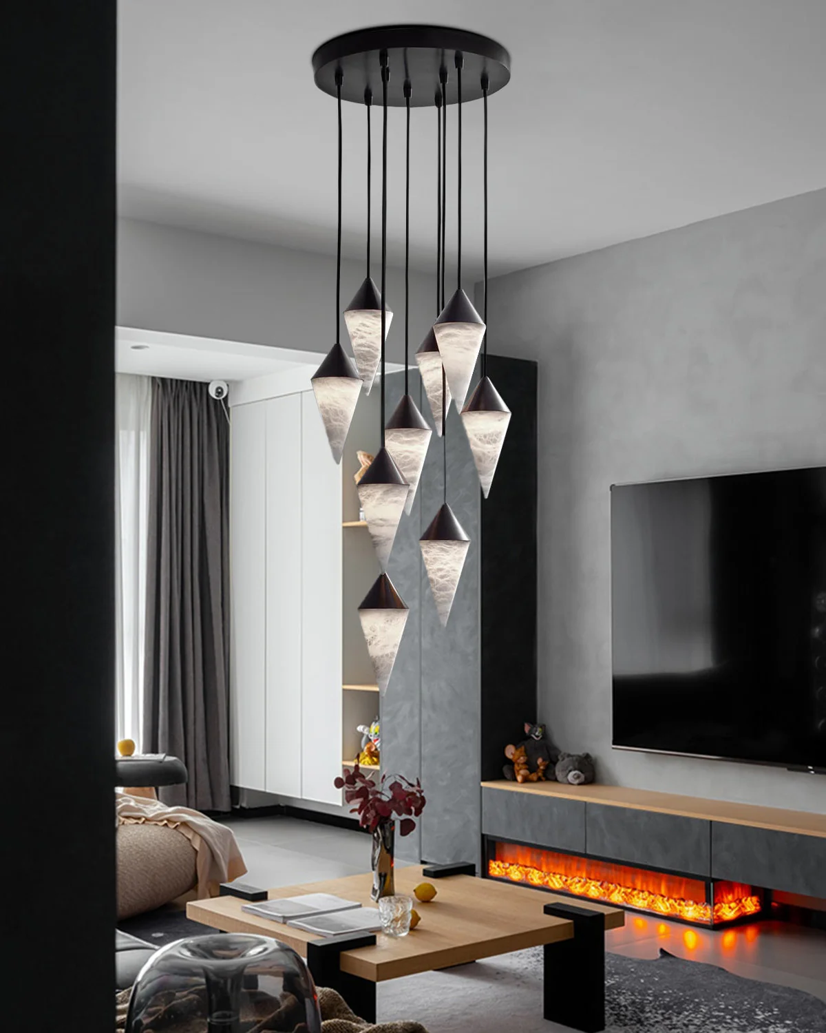 WOMO Cascading Alabaster Staircase Chandelier-WM2862 - Image 6