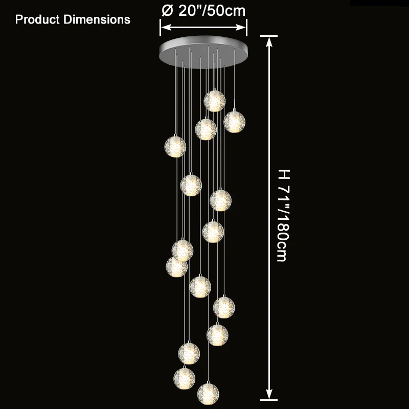 WOMO Glass Ball Rain Chandelier-WM2647 - Image 21