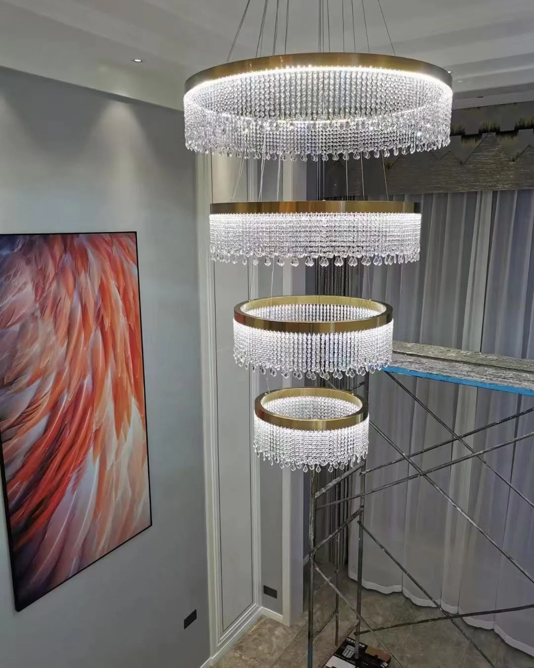 WOMO Cascading Crystal Chandelier-WM2350 - Image 2