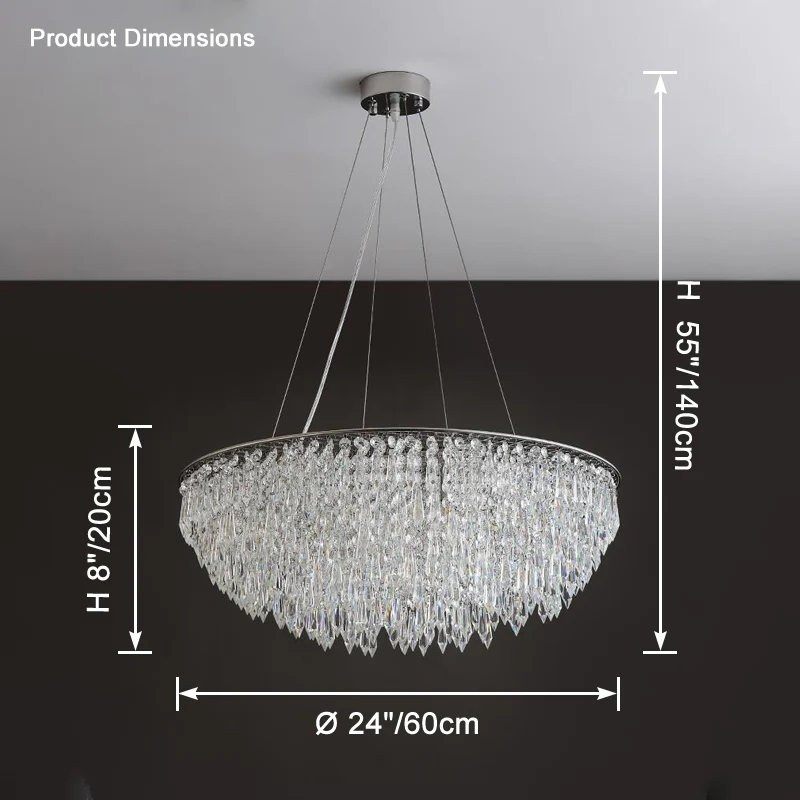 WOMO Cascading Round Crystal Chandelier-WM2628 - Image 10