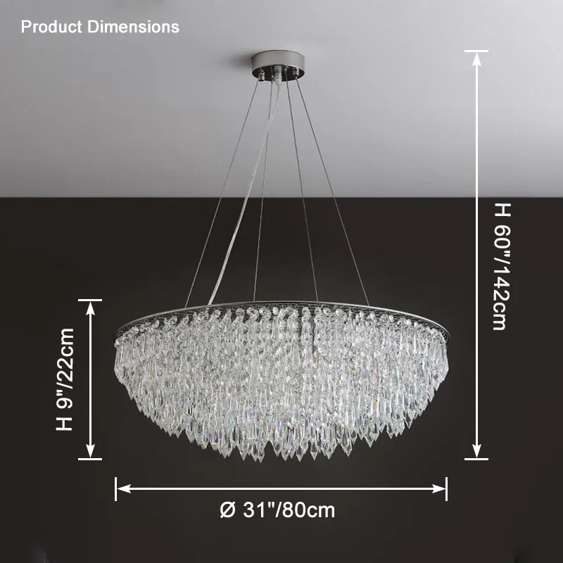WOMO Cascading Round Crystal Chandelier-WM2628 - Image 12