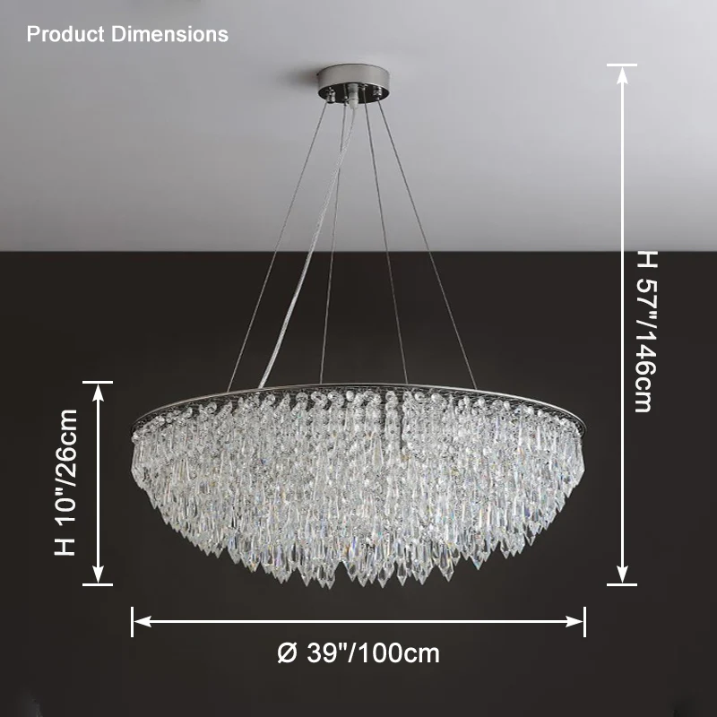 WOMO Cascading Round Crystal Chandelier-WM2628 - Image 14