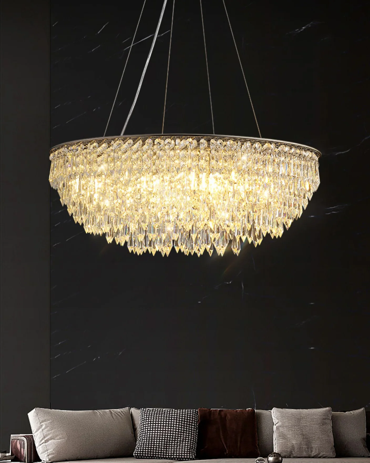 WOMO Cascading Round Crystal Chandelier-WM2628 - Image 4