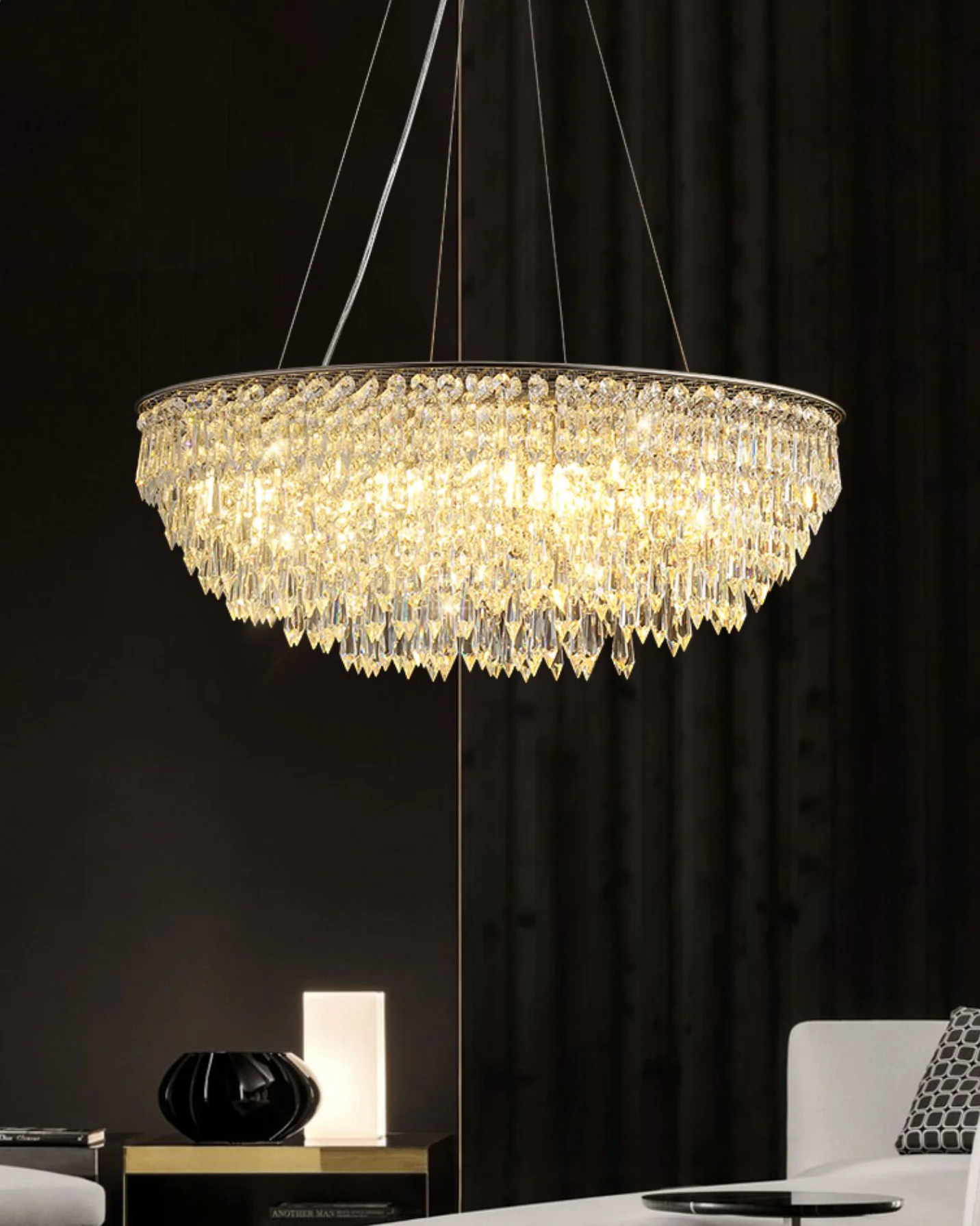 WOMO Cascading Round Crystal Chandelier-WM2628 - Image 5