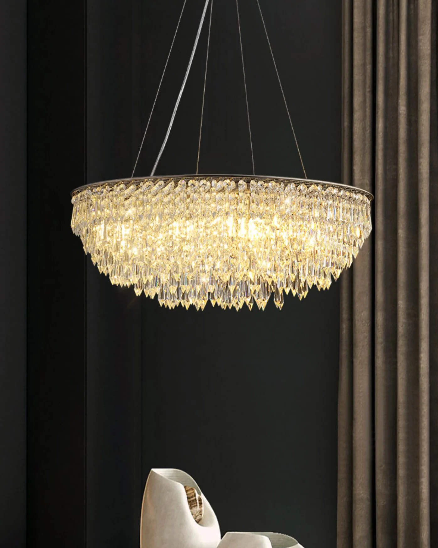 WOMO Cascading Round Crystal Chandelier-WM2628 - Image 6
