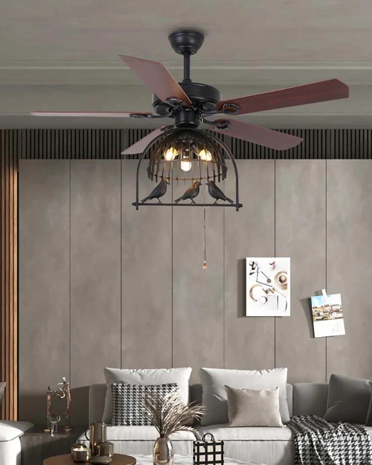 WOMO 52" Vintage Caged Ceiling Fan Chandelier-WM5022 - Image 10