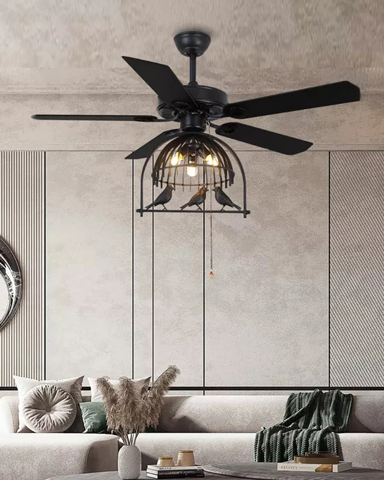 WOMO 52" Vintage Caged Ceiling Fan Chandelier-WM5022 - Image 4