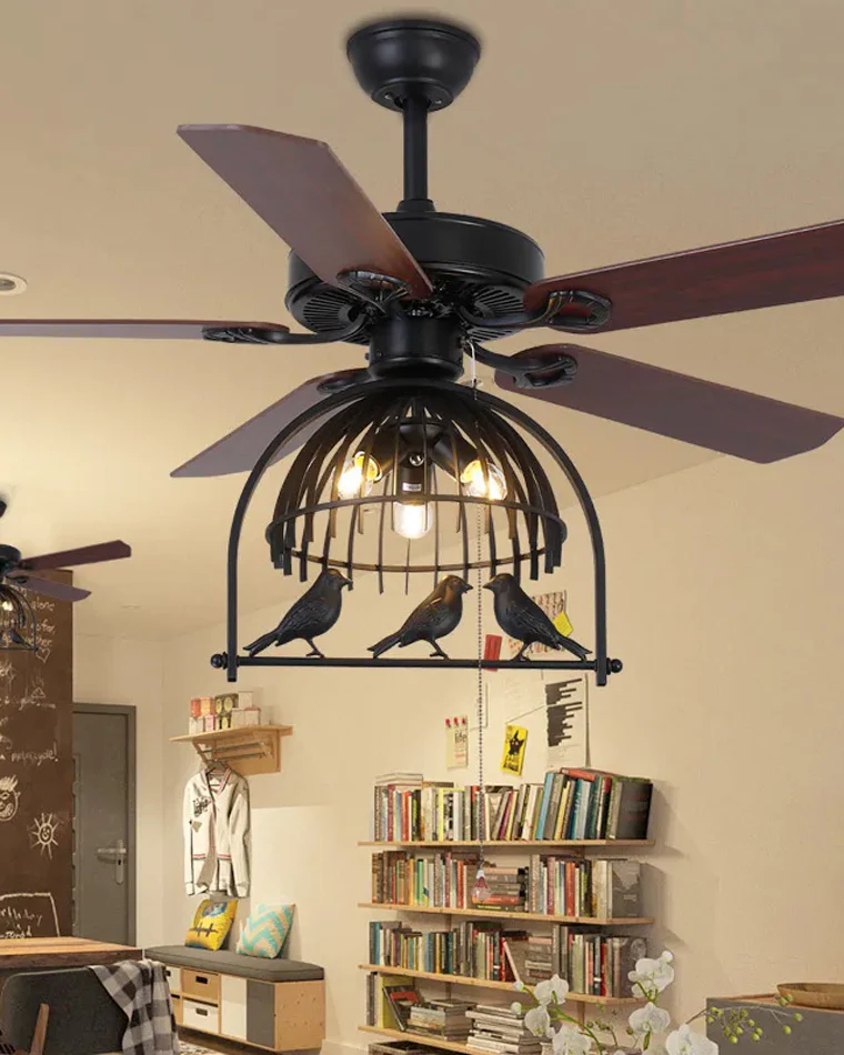 WOMO 52" Vintage Caged Ceiling Fan Chandelier-WM5022 - Image 8