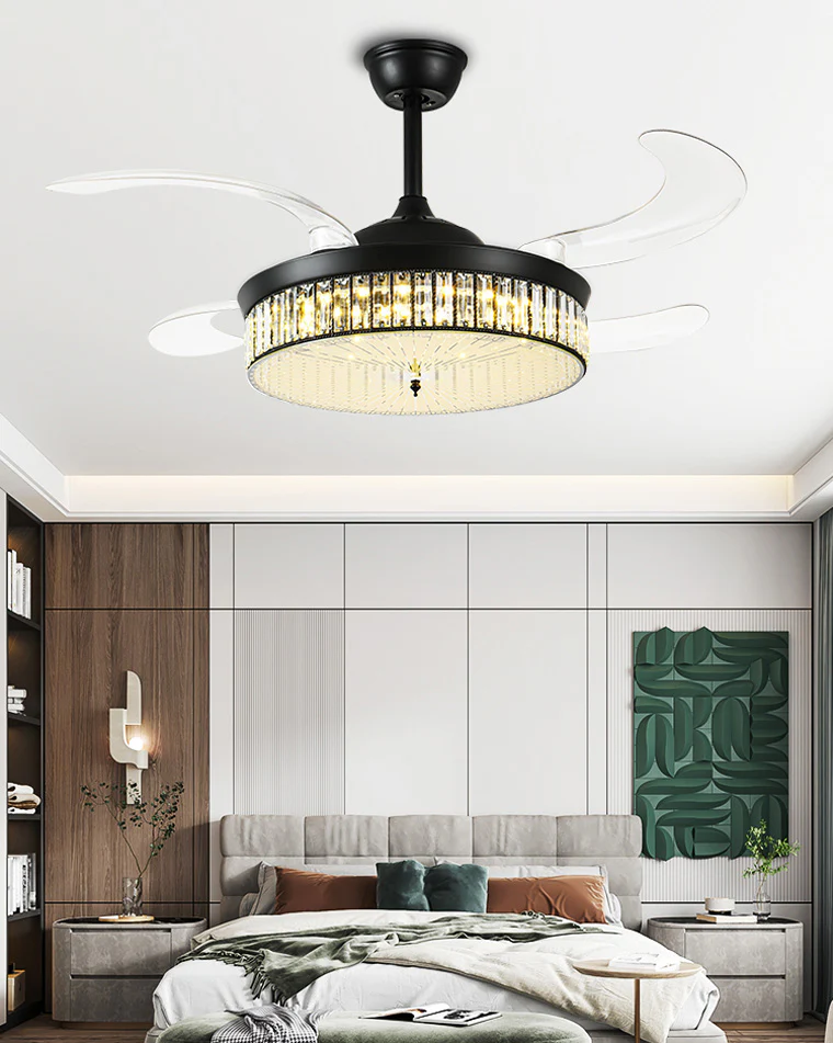 WOMO Crystal Retractable Ceiling Fan Chandelier-WM5036 - Image 6