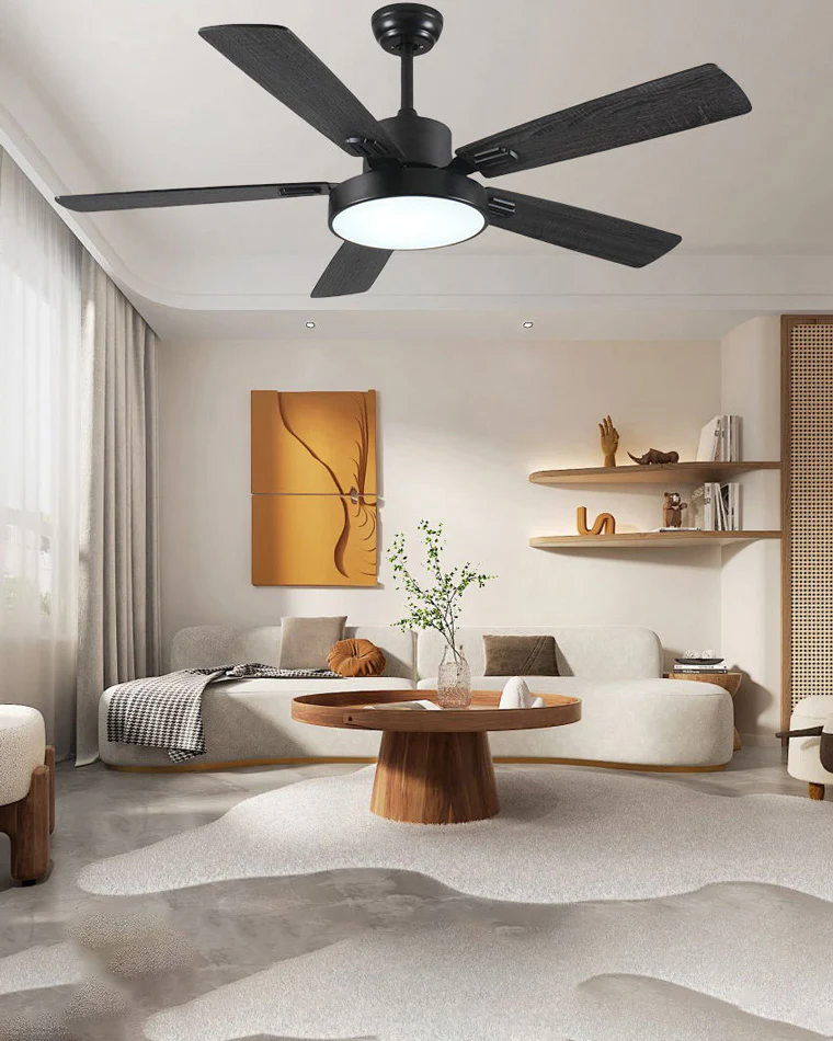 WOMO Minimal Black Ceiling Fan Lamp-WM5028 - Image 7