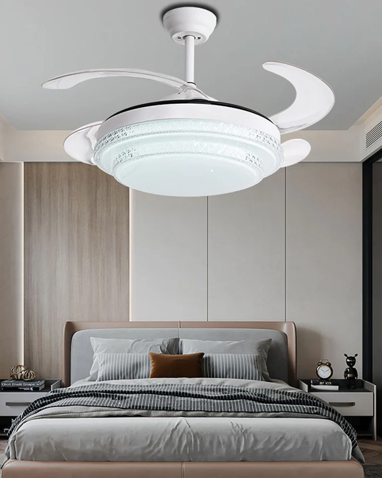 WOMO Retractable White Acrylic Ceiling Fan Lamp-WM5038 - Image 10