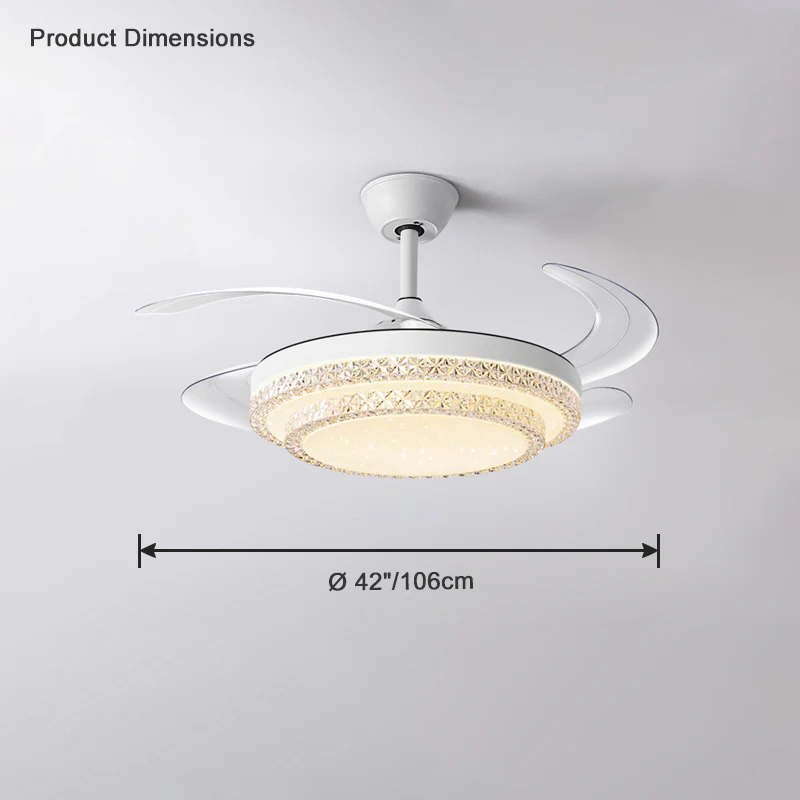 WOMO Retractable White Acrylic Ceiling Fan Lamp-WM5038 - Image 14