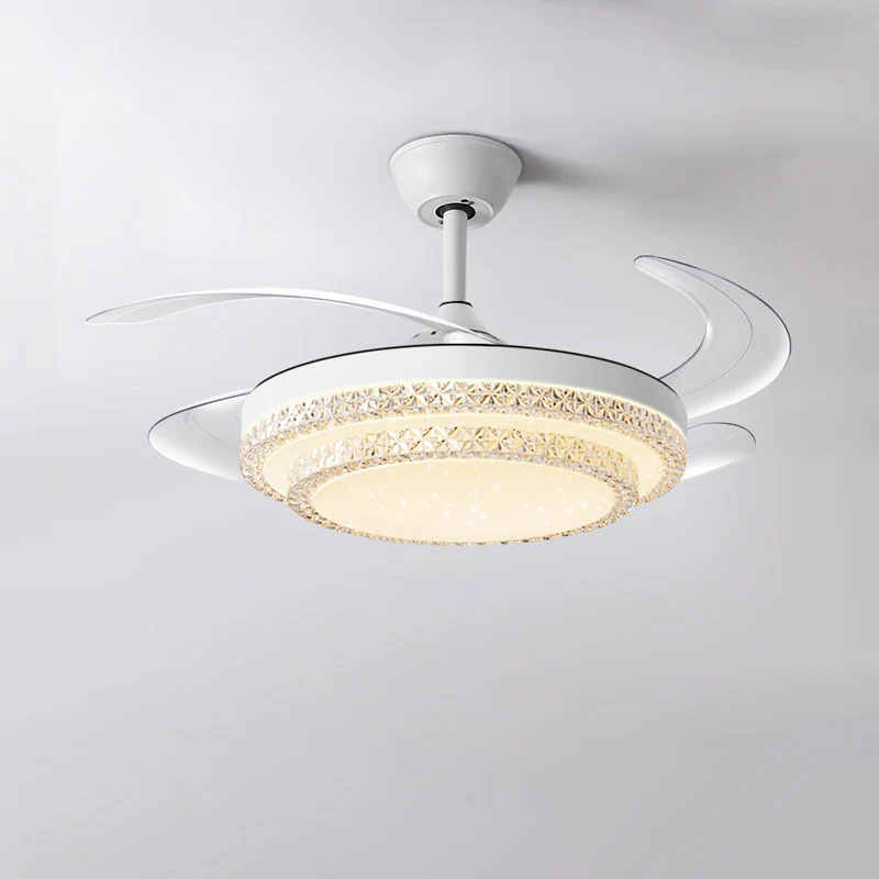 WOMO Retractable White Acrylic Ceiling Fan Lamp-WM5038 - Image 15