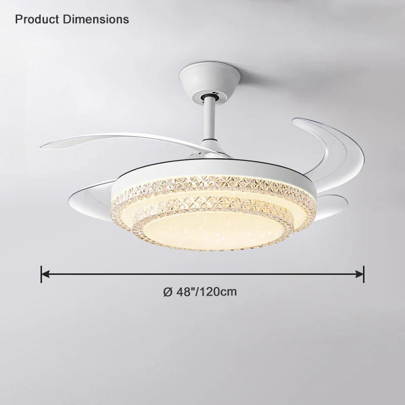 WOMO Retractable White Acrylic Ceiling Fan Lamp-WM5038 - Image 16