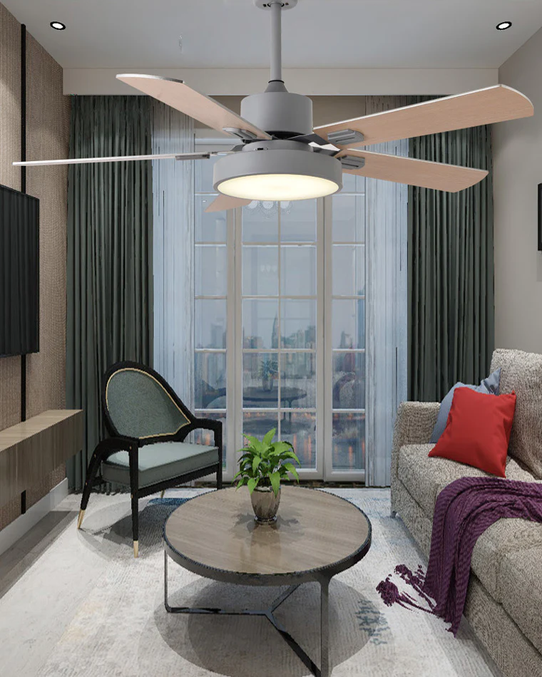 WOMO 5 Blade Modern Wood Ceiling Fan Lamp-WM5039 - Image 3