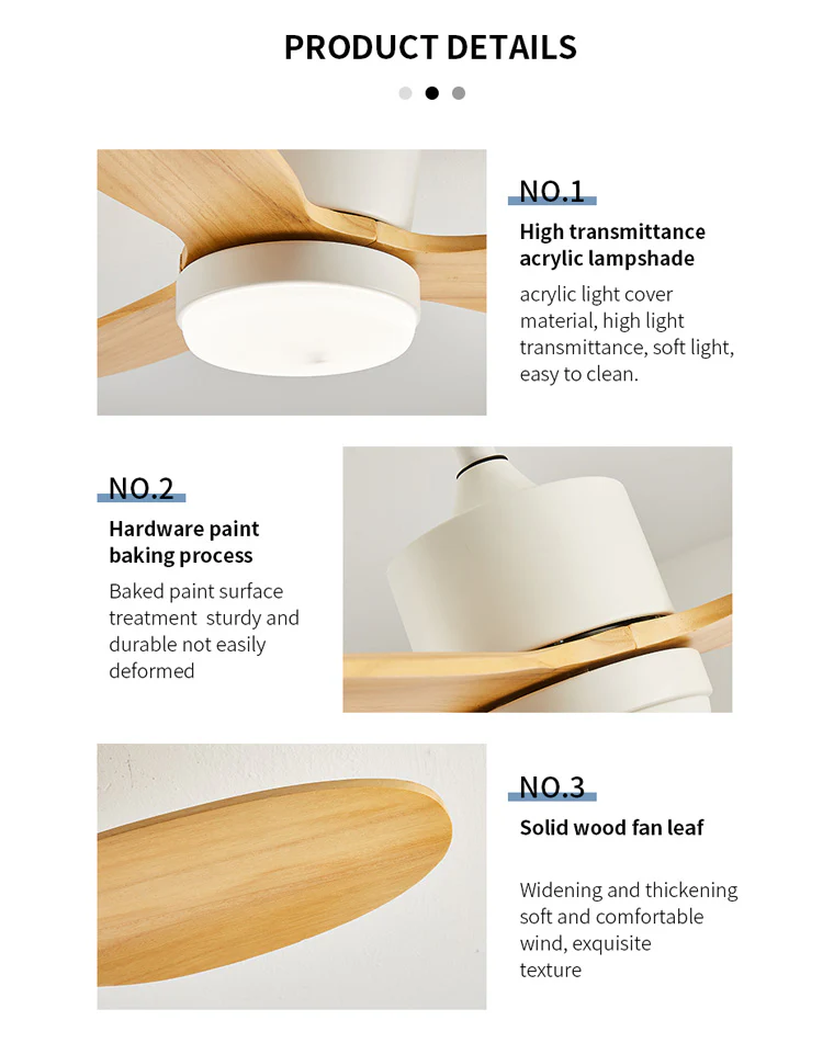 WOMO Mid Century Modern Ceiling Fan Lamp-WM5043 - Image 19
