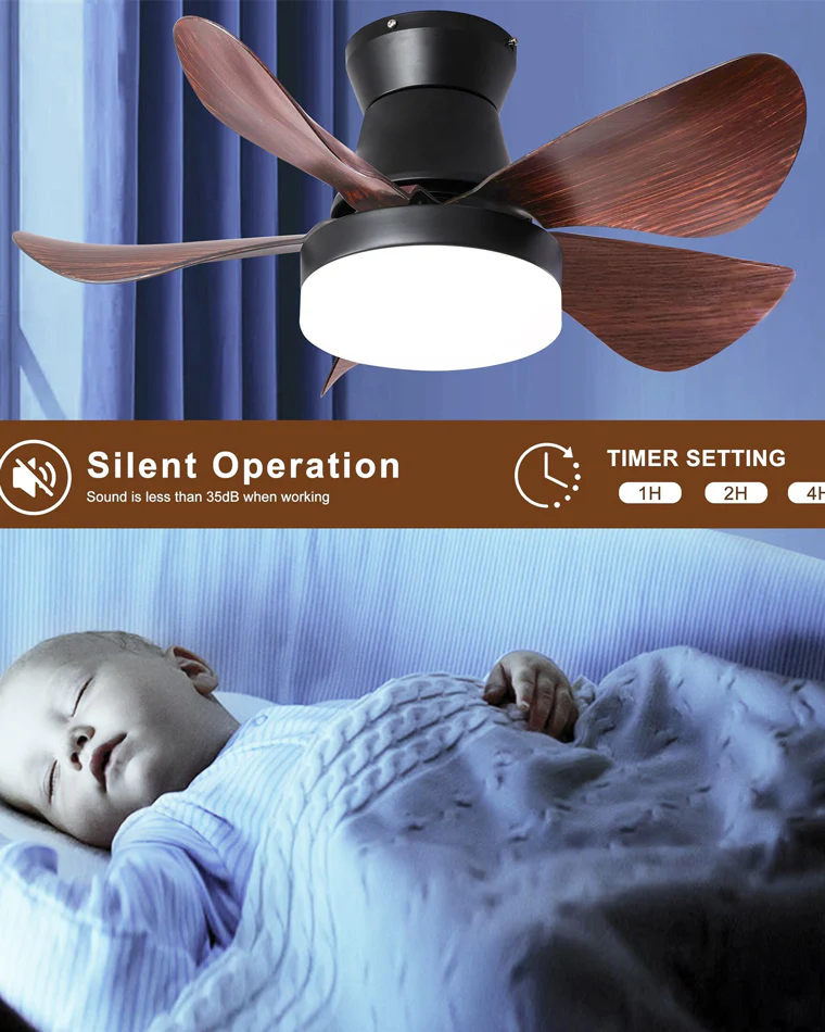 WOMO Modern Farmhouse Small Ceiling Fan Lamp-WM5046 - Image 5